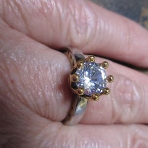 White & yellow gold plated crown ring Sz 6-9 1026